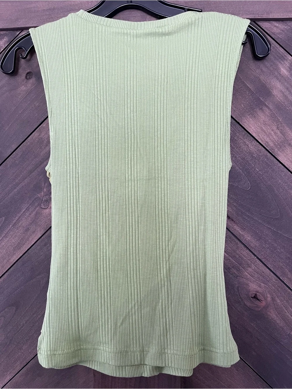 NWT Anthropologie Green Ribbed Knit Twist Front Sleeveless Tank Top Size S